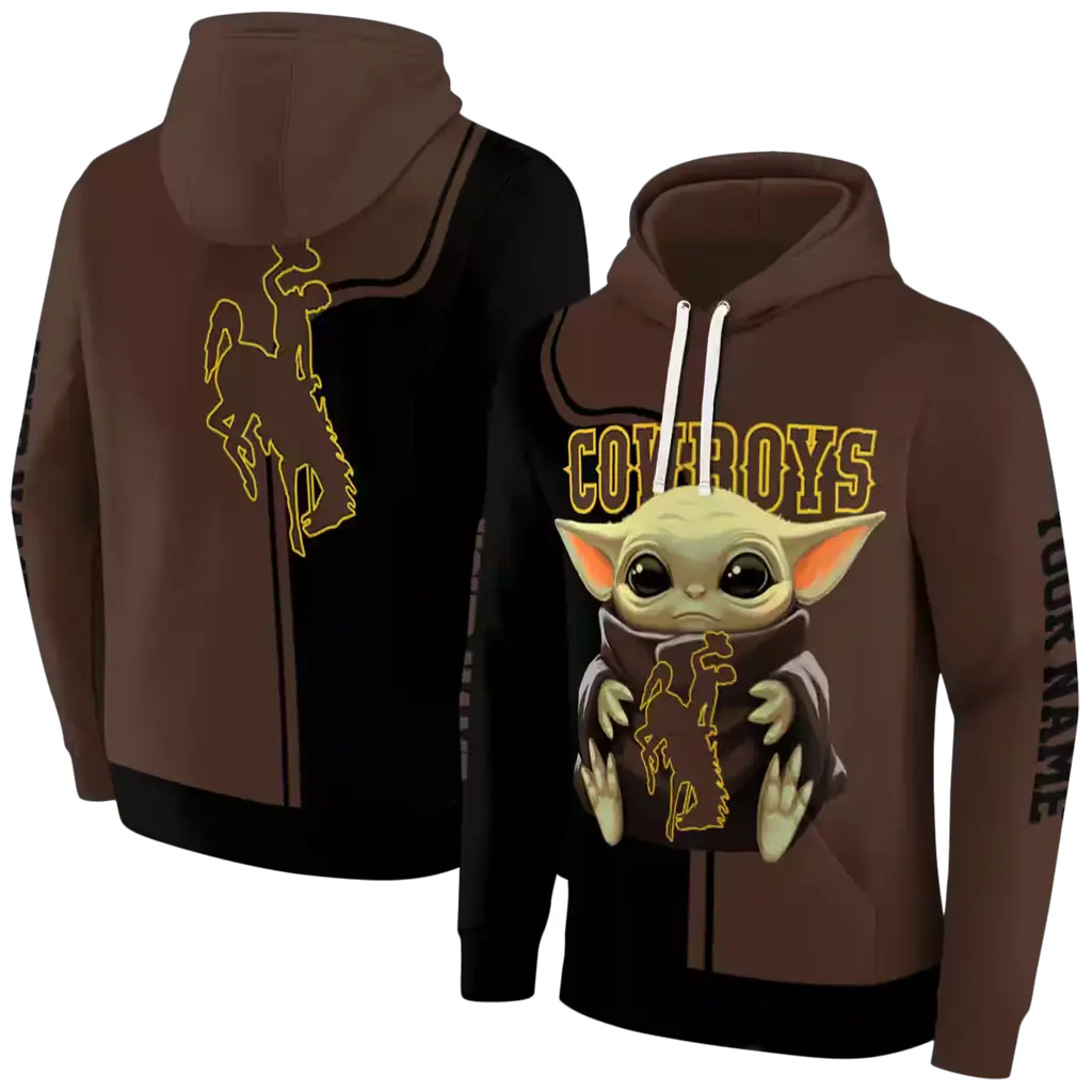 custom wyoming cowboys baby yoda brown black hoodie fashion forward custom wyoming cowboys baby yoda brown black hoodie fashion forward