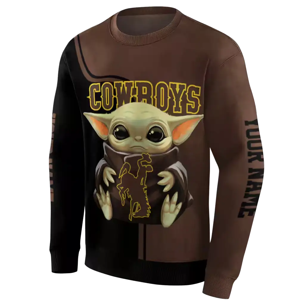 custom wyoming cowboys baby yoda brown black hoodie new arrival custom wyoming cowboys baby yoda brown black hoodie new arrival