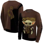 custom wyoming cowboys baby yoda brown black hoodie best selling