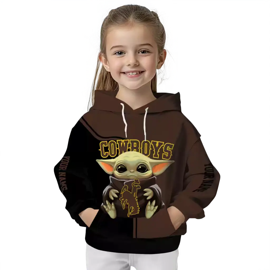 custom wyoming cowboys baby yoda brown black hoodie top rated custom wyoming cowboys baby yoda brown black hoodie top rated