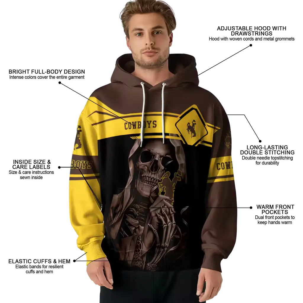 custom wyoming cowboys grim reaper brown black hoodie latest model custom wyoming cowboys grim reaper brown black hoodie latest model