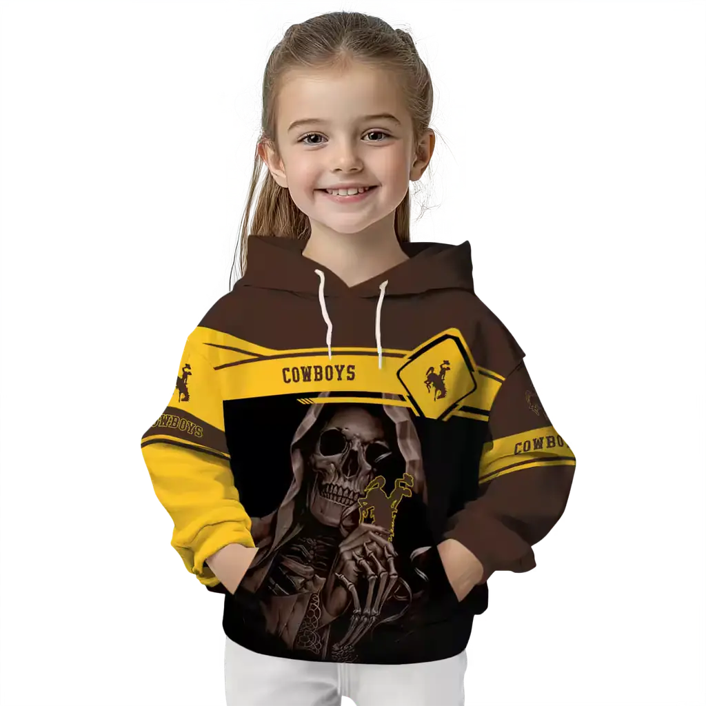 custom wyoming cowboys grim reaper brown black hoodie top rated custom wyoming cowboys grim reaper brown black hoodie top rated