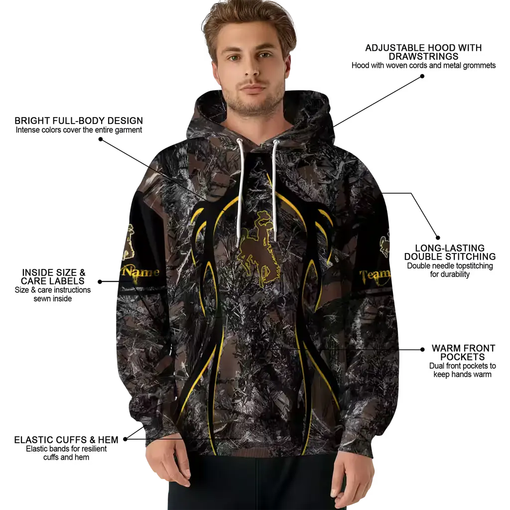 custom wyoming cowboys hunting theme brown black hoodie latest model custom wyoming cowboys hunting theme brown black hoodie latest model