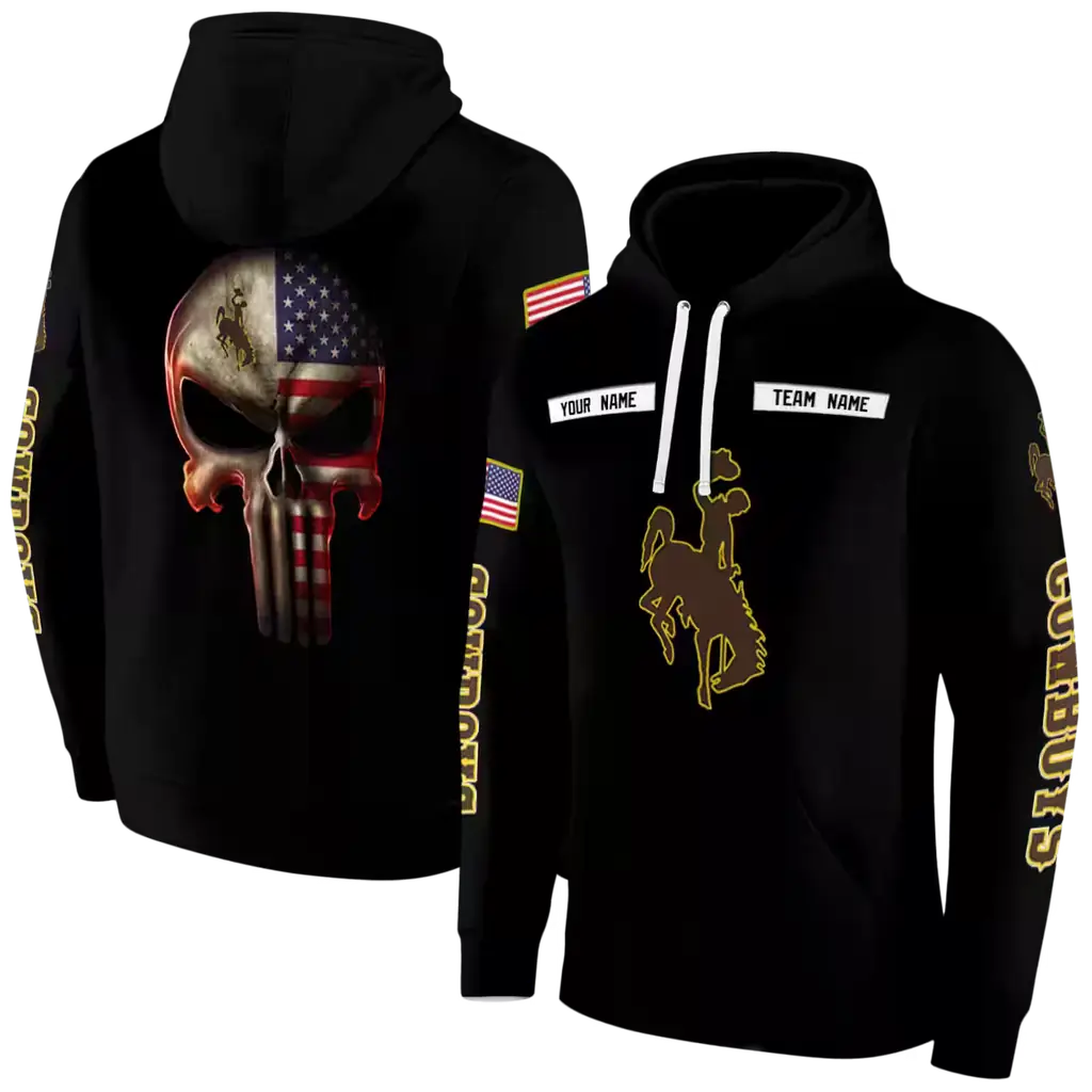 custom wyoming cowboys punisher skull black hoodie fashion forward custom wyoming cowboys punisher skull black hoodie fashion forward