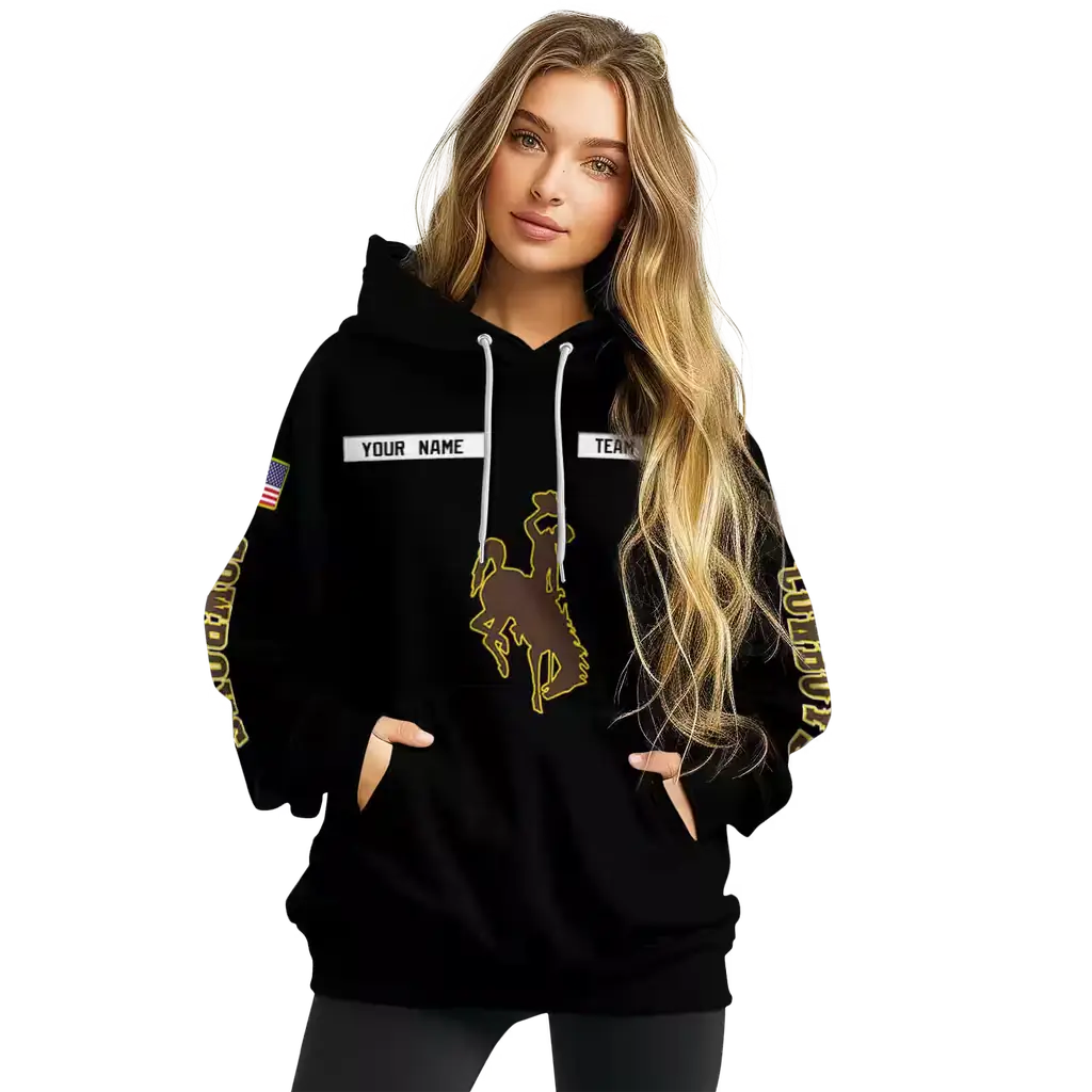 custom wyoming cowboys punisher skull black hoodie high quality custom wyoming cowboys punisher skull black hoodie high quality