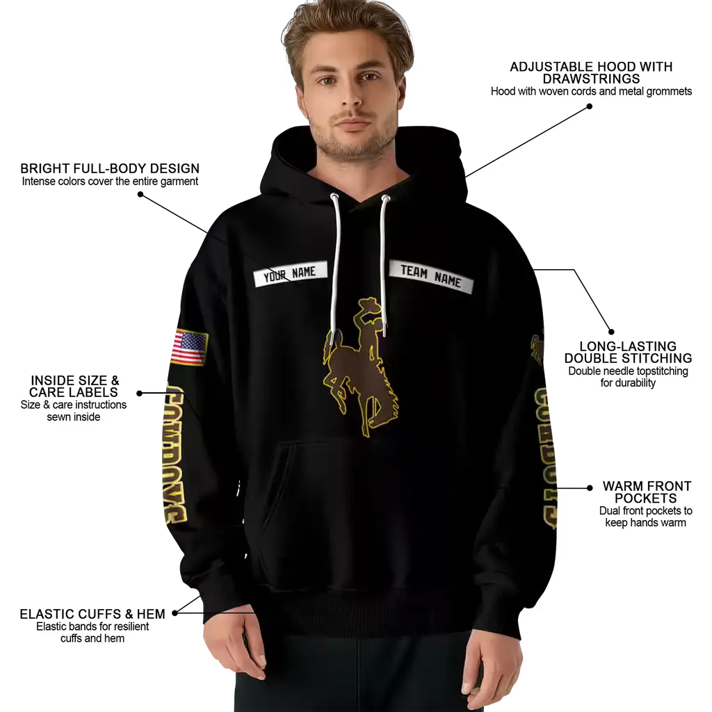 custom wyoming cowboys punisher skull black hoodie latest model custom wyoming cowboys punisher skull black hoodie latest model