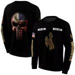 custom wyoming cowboys punisher skull black hoodie best selling