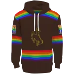 custom wyoming cowboys rainbow stripes brown hoodie best selling
