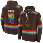 custom wyoming cowboys rainbow stripes brown hoodie best selling