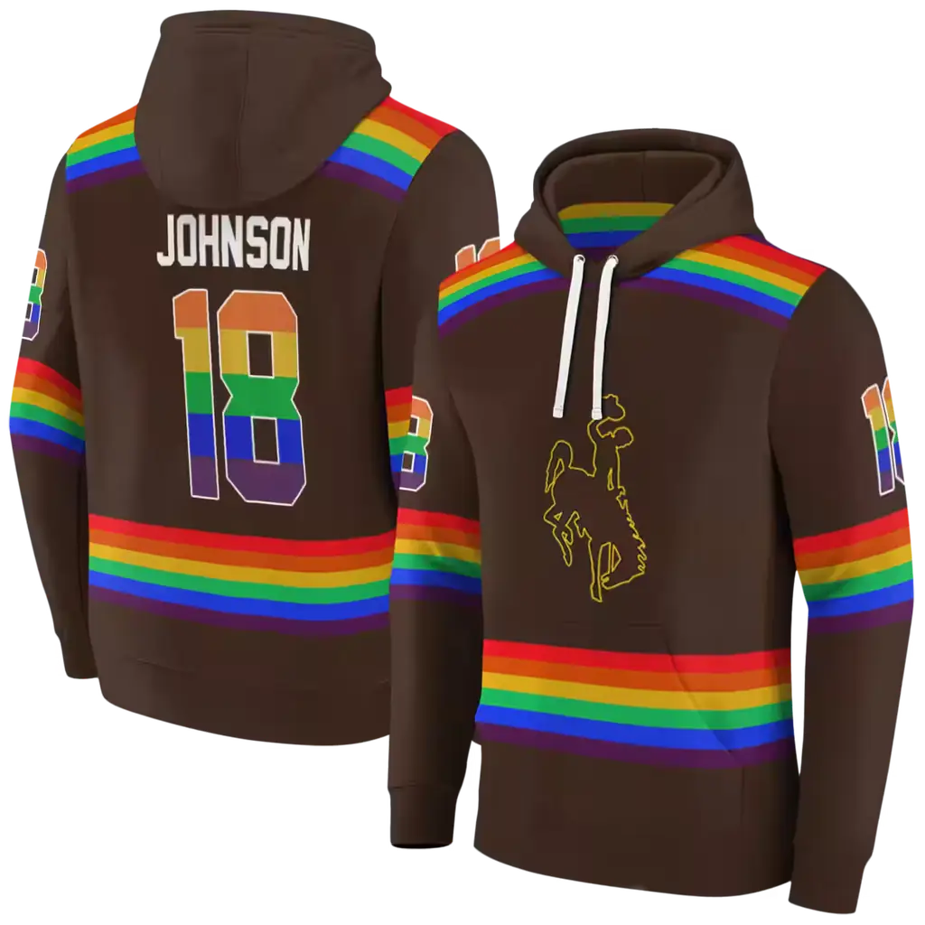 custom wyoming cowboys rainbow stripes brown hoodie fashion forward custom wyoming cowboys rainbow stripes brown hoodie fashion forward