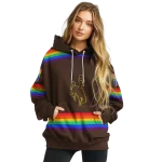 custom wyoming cowboys rainbow stripes brown hoodie best selling