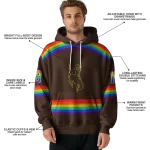 custom wyoming cowboys rainbow stripes brown hoodie best selling