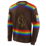 custom wyoming cowboys rainbow stripes brown hoodie best selling
