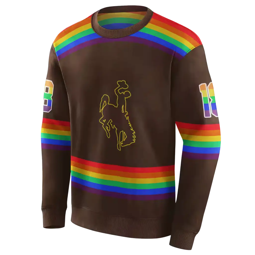 custom wyoming cowboys rainbow stripes brown hoodie new arrival custom wyoming cowboys rainbow stripes brown hoodie new arrival