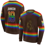 custom wyoming cowboys rainbow stripes brown hoodie best selling