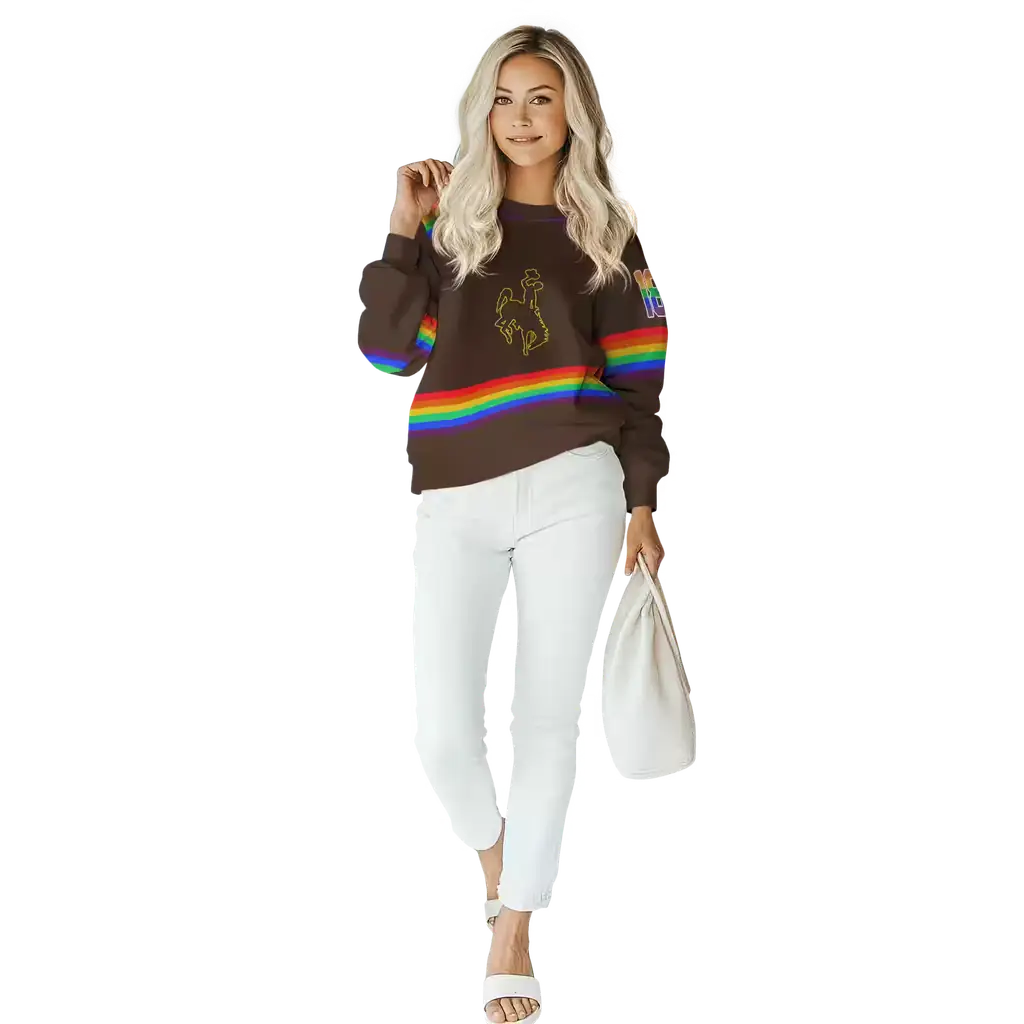 custom wyoming cowboys rainbow stripes brown hoodie trendy custom wyoming cowboys rainbow stripes brown hoodie trendy