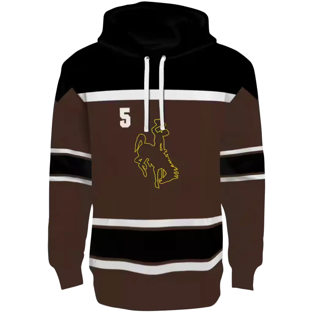 custom wyoming cowboys striped pattern brown hoodie best selling custom wyoming cowboys striped pattern brown hoodie best selling