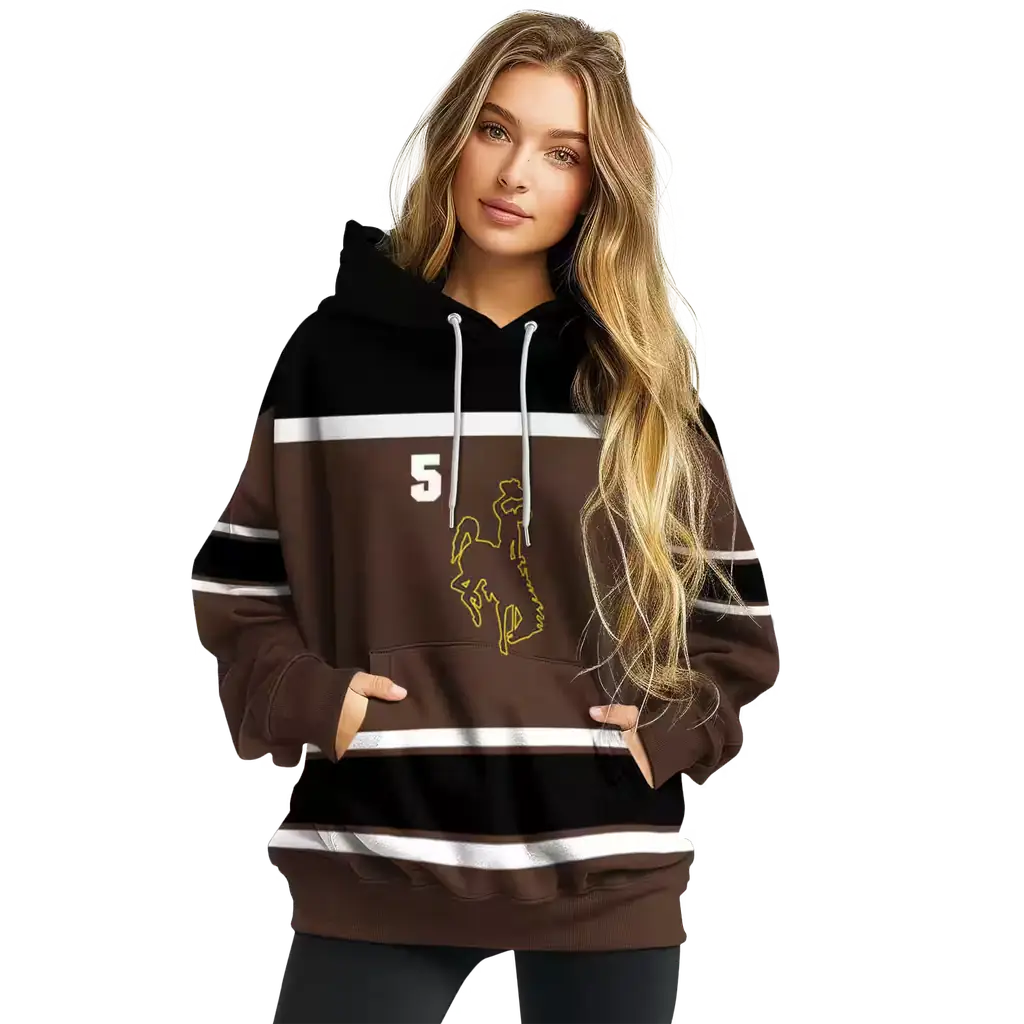 custom wyoming cowboys striped pattern brown hoodie high quality custom wyoming cowboys striped pattern brown hoodie high quality