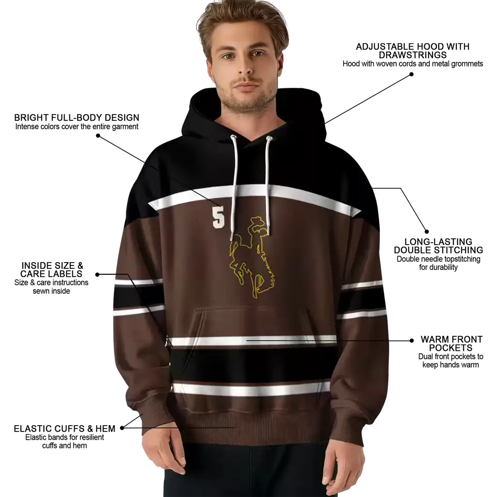 custom wyoming cowboys striped pattern brown hoodie latest model custom wyoming cowboys striped pattern brown hoodie latest model