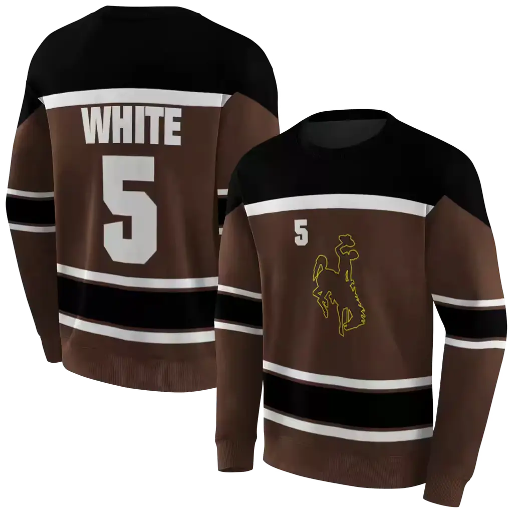 custom wyoming cowboys striped pattern brown hoodie premium grade custom wyoming cowboys striped pattern brown hoodie premium grade
