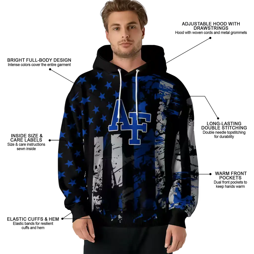 customized air force falcons distressed flag blue black hoodie latest model customized air force falcons distressed flag blue black hoodie latest model