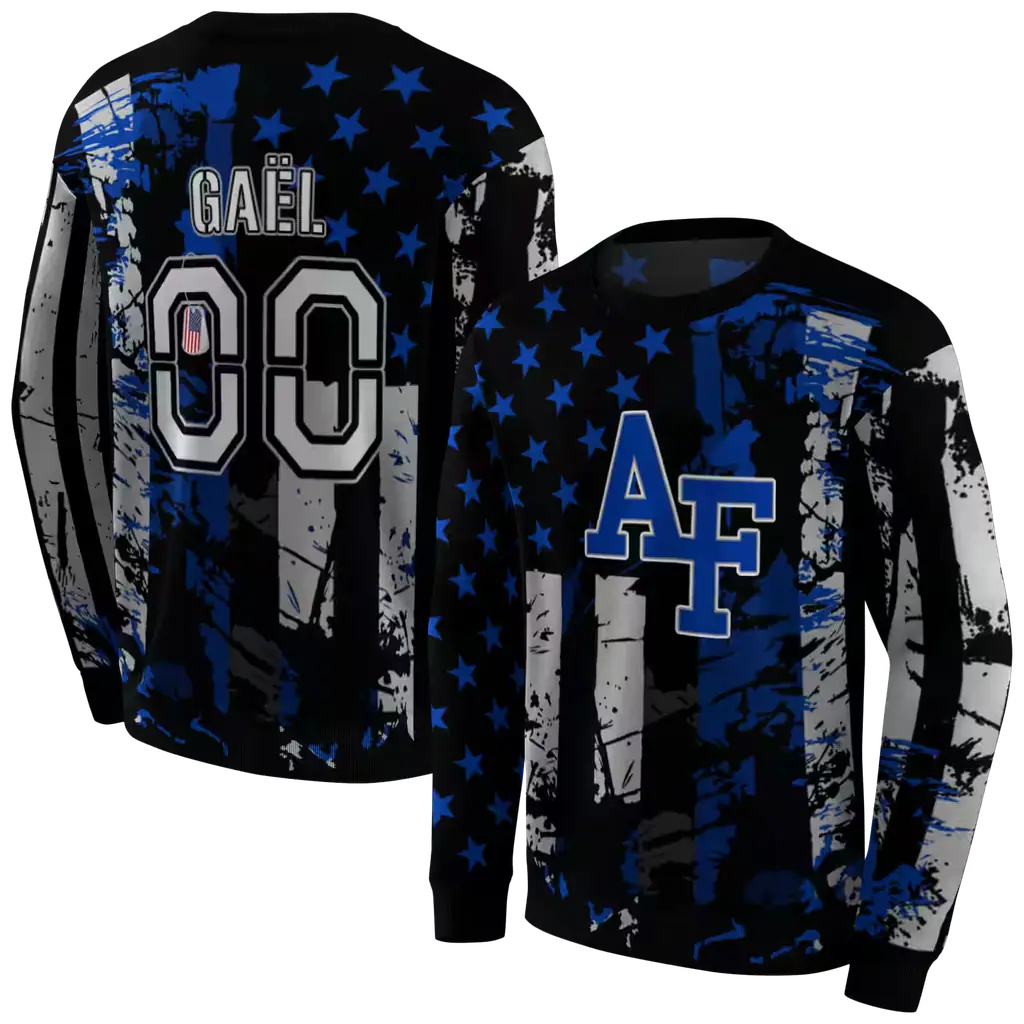 customized air force falcons distressed flag blue black hoodie premium grade customized air force falcons distressed flag blue black hoodie premium grade