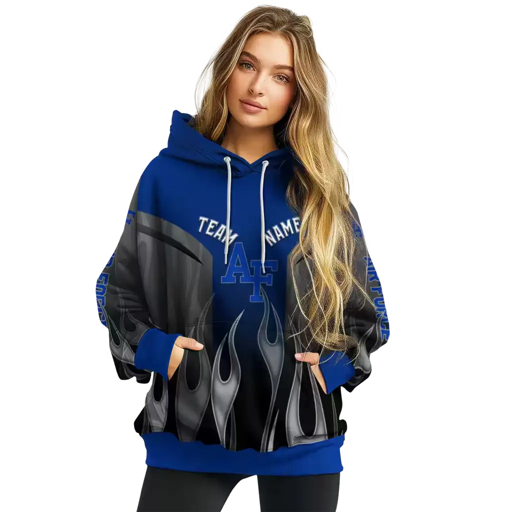 customized air force falcons flame design blue hoodie high quality customized air force falcons flame design blue hoodie high quality