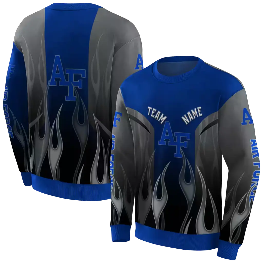 customized air force falcons flame design blue hoodie premium grade customized air force falcons flame design blue hoodie premium grade