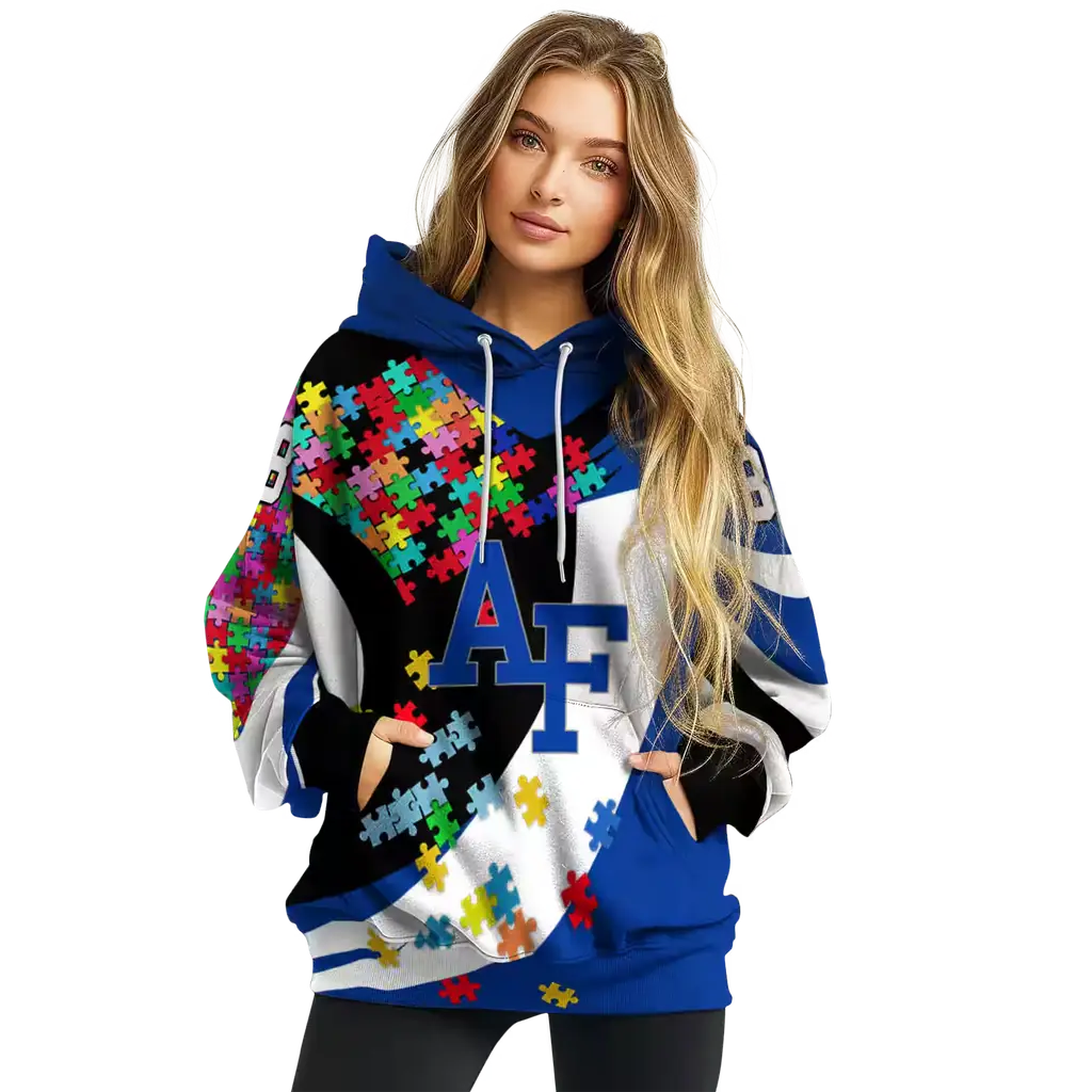 customized air force falcons puzzle pieces blue hoodie high quality customized air force falcons puzzle pieces blue hoodie high quality