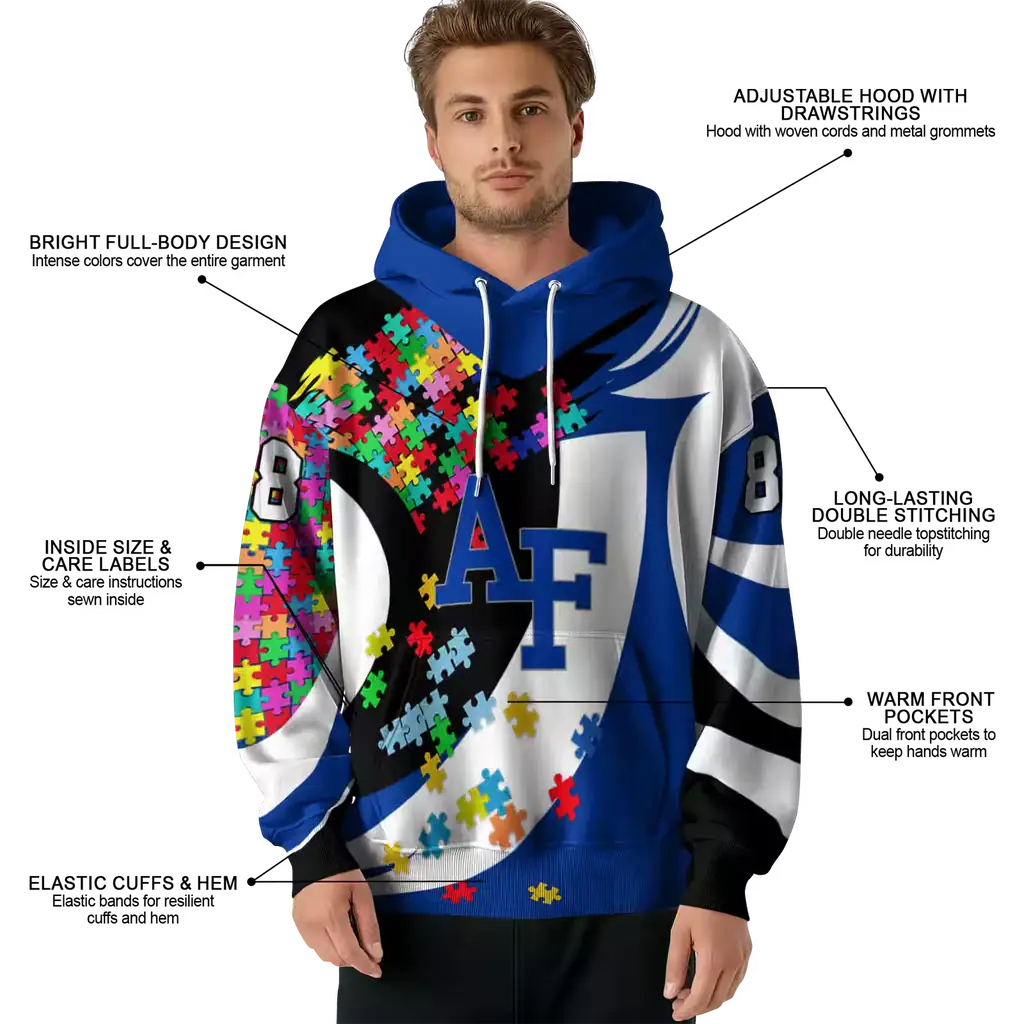 customized air force falcons puzzle pieces blue hoodie latest model customized air force falcons puzzle pieces blue hoodie latest model