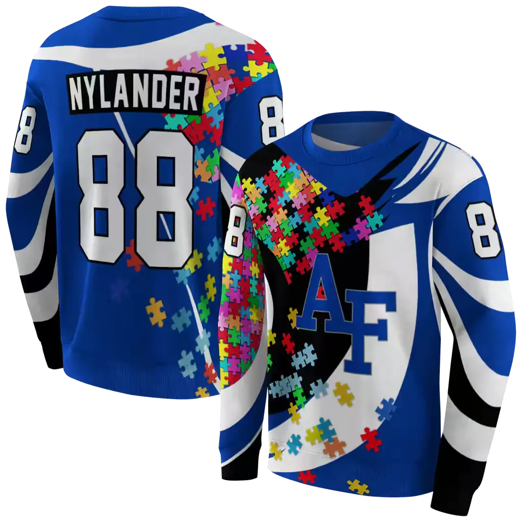 customized air force falcons puzzle pieces blue hoodie premium grade customized air force falcons puzzle pieces blue hoodie premium grade