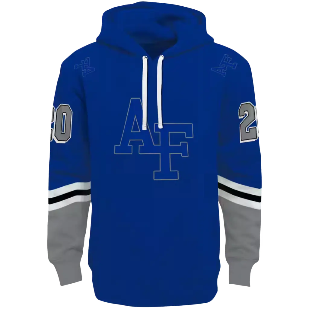 customized air force falcons striped sleeves blue hoodie best selling customized air force falcons striped sleeves blue hoodie best selling