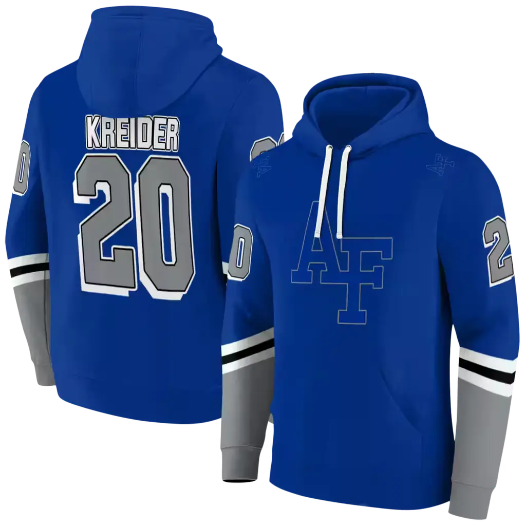 customized air force falcons striped sleeves blue hoodie fashion forward customized air force falcons striped sleeves blue hoodie fashion forward