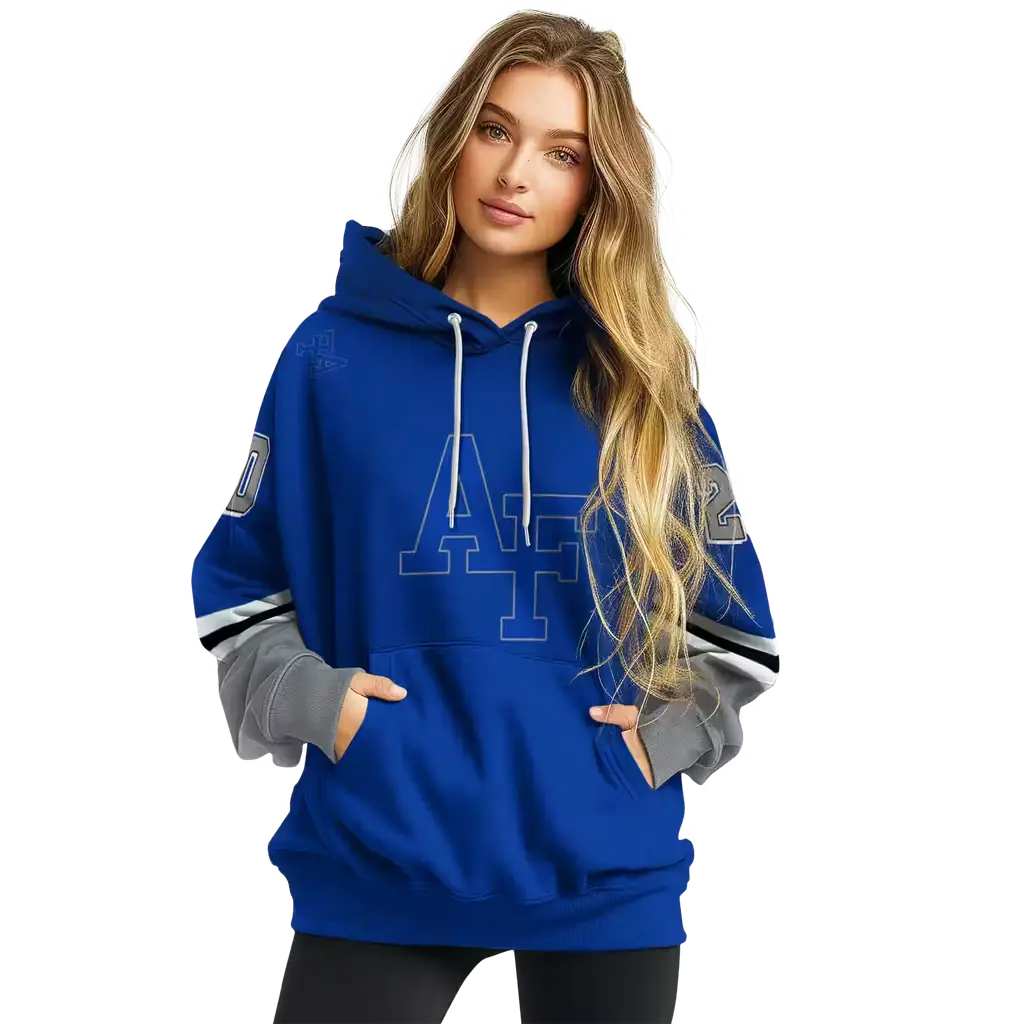 customized air force falcons striped sleeves blue hoodie high quality customized air force falcons striped sleeves blue hoodie high quality