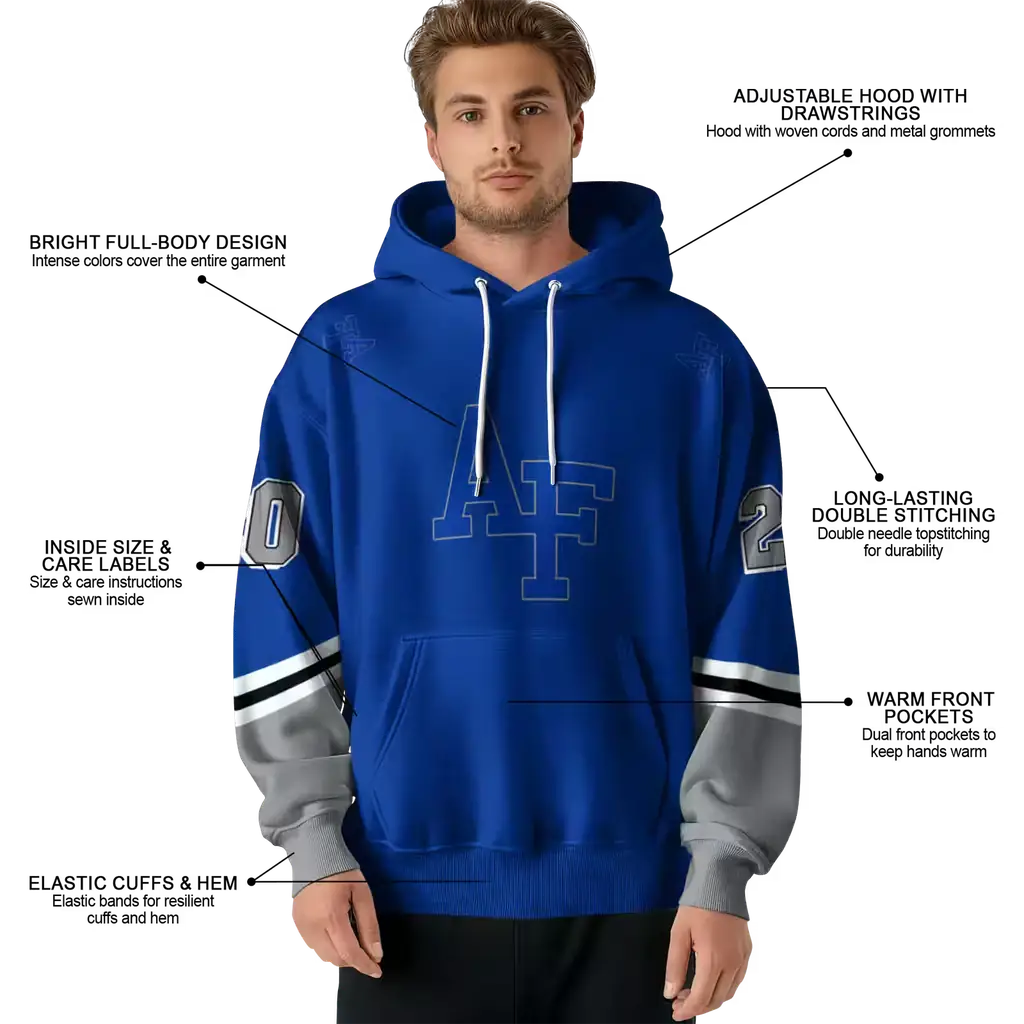 customized air force falcons striped sleeves blue hoodie latest model customized air force falcons striped sleeves blue hoodie latest model