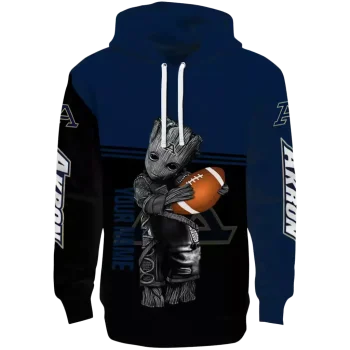customized akron zips baby groot blue black hoodie best selling
