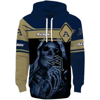 customized akron zips grim reaper blue black hoodie best selling