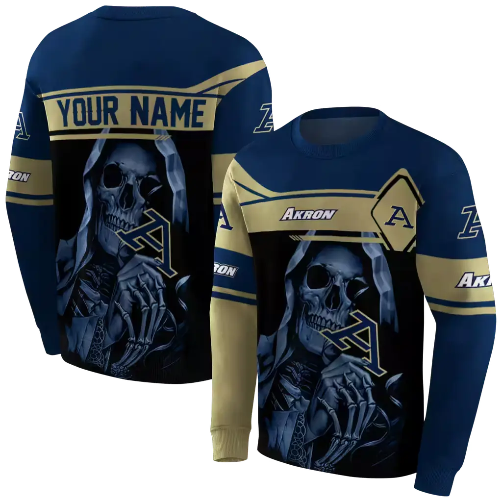 customized akron zips grim reaper blue black hoodie premium grade customized akron zips grim reaper blue black hoodie premium grade