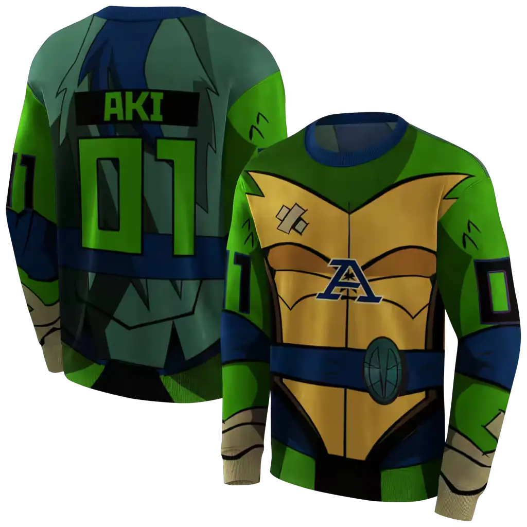 customized akron zips superhero armor blue green hoodie premium grade customized akron zips superhero armor blue green hoodie premium grade