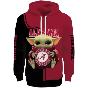 customized alabama crimson tide baby yoda crimson black hoodie best selling