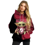 customized alabama crimson tide baby yoda crimson black hoodie best selling