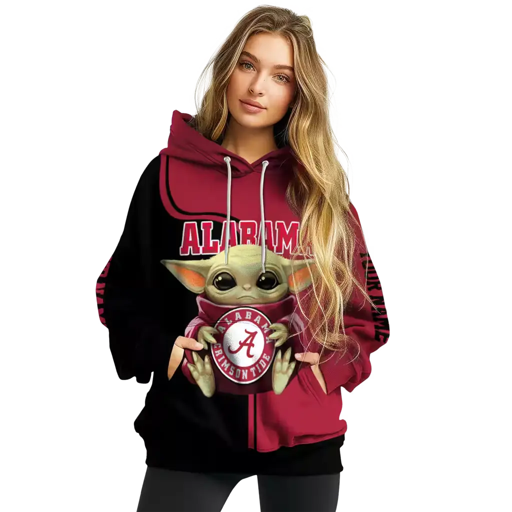 customized alabama crimson tide baby yoda crimson black hoodie high quality customized alabama crimson tide baby yoda crimson black hoodie high quality