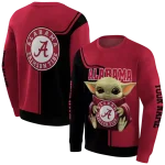 customized alabama crimson tide baby yoda crimson black hoodie best selling