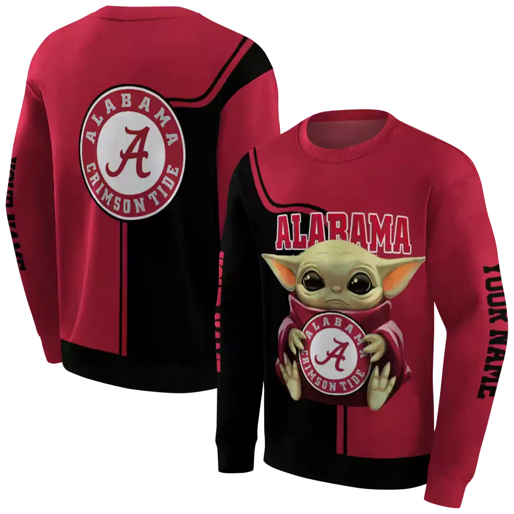customized alabama crimson tide baby yoda crimson black hoodie premium grade customized alabama crimson tide baby yoda crimson black hoodie premium grade