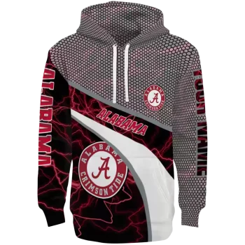 customized alabama crimson tide hexagonal mesh crimson black gray hoodie best selling