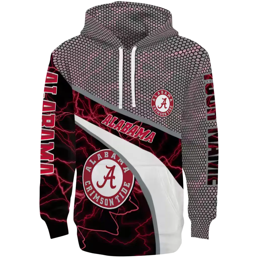 customized alabama crimson tide hexagonal mesh crimson black gray hoodie best selling customized alabama crimson tide hexagonal mesh crimson black gray hoodie best selling