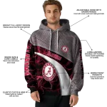 customized alabama crimson tide hexagonal mesh crimson black gray hoodie best selling