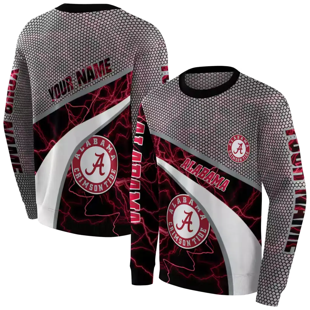 customized alabama crimson tide hexagonal mesh crimson black gray hoodie premium grade customized alabama crimson tide hexagonal mesh crimson black gray hoodie premium grade
