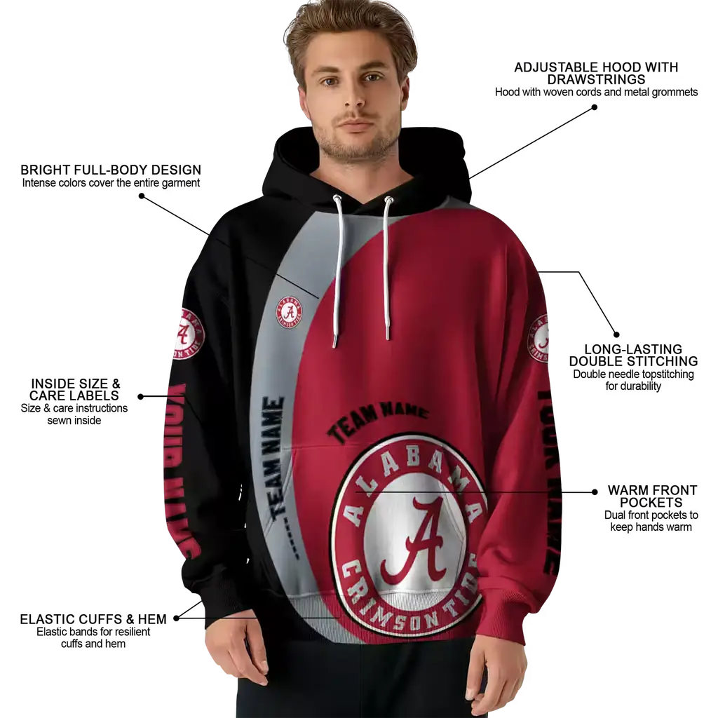 customized alabama crimson tide minimalist design crimson black hoodie latest model customized alabama crimson tide minimalist design crimson black hoodie latest model
