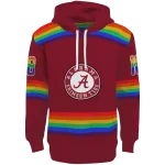 customized alabama crimson tide rainbow stripes crimson hoodie best selling